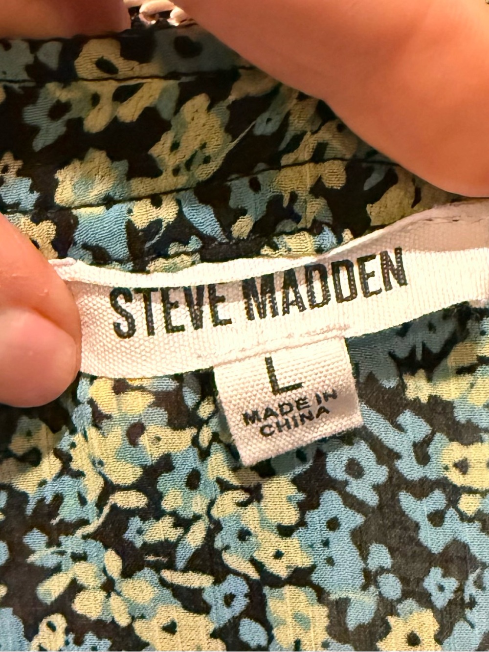 Steve Madden Blue & Teal Floral Boho Midi Dress | Size L - Picture 9 of 9